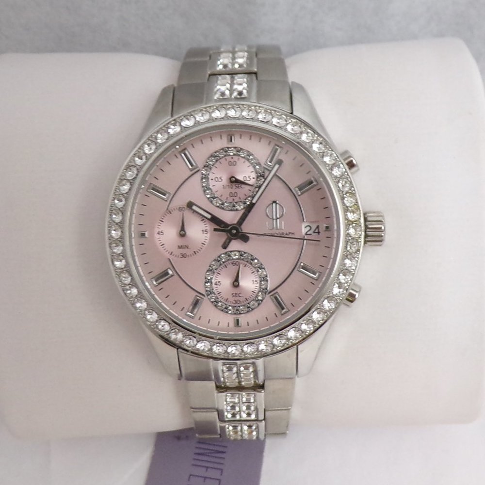 Jennifer Lopez Silver & Pink Glitzy Watch